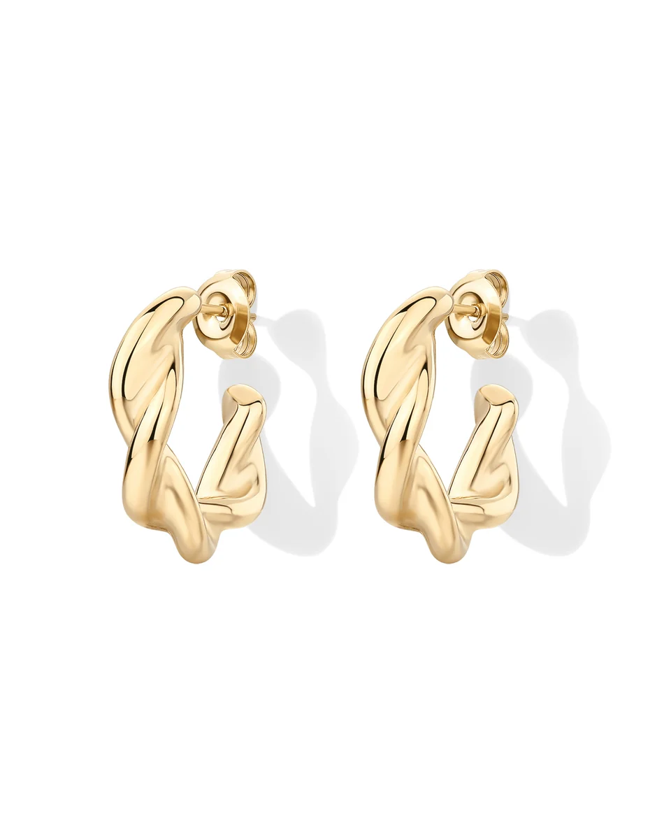 Waterproof Twisted Huggie Hoops