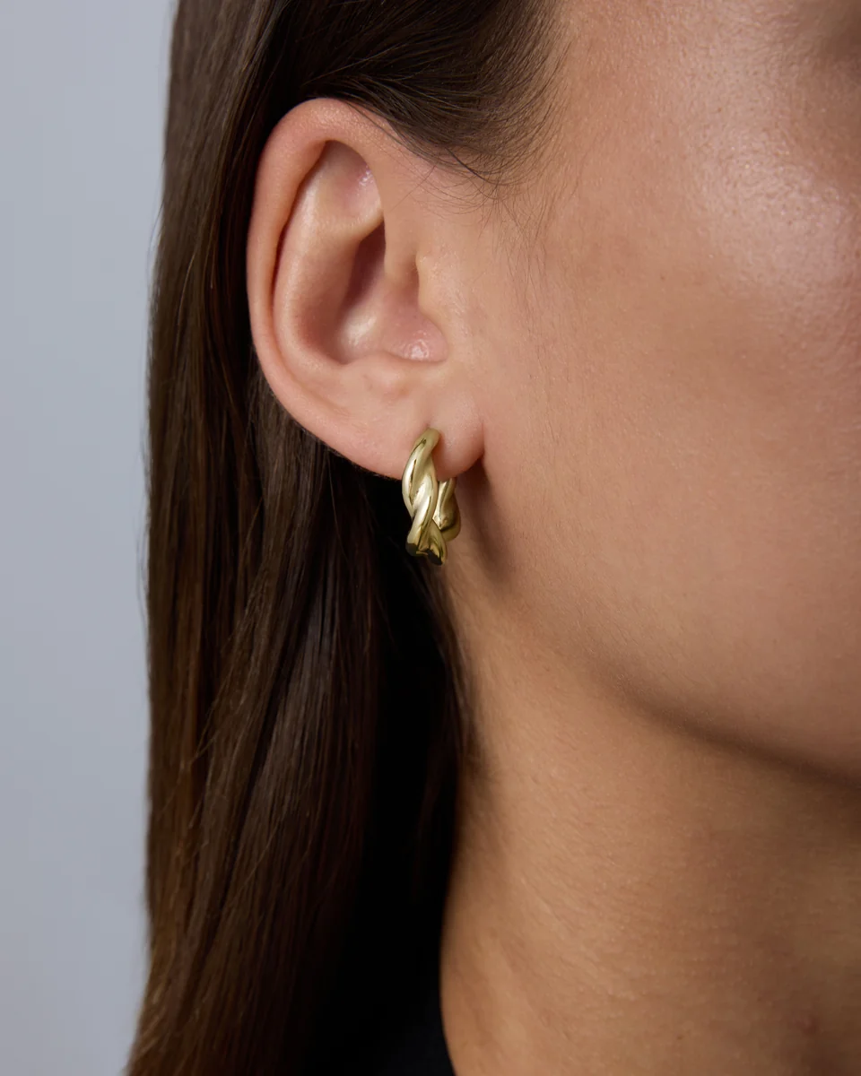 Waterproof Twisted Huggie Hoops