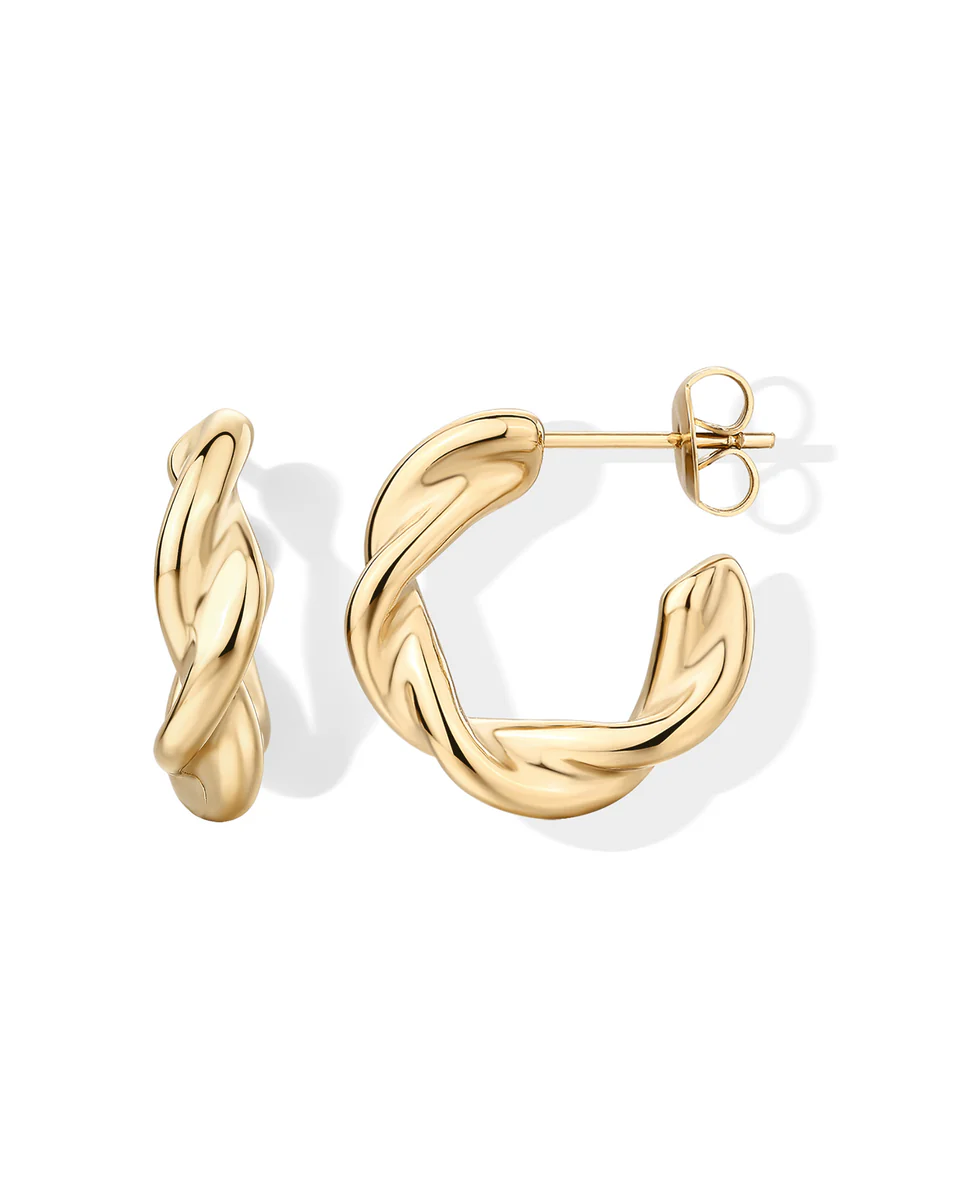 Waterproof Twisted Huggie Hoops