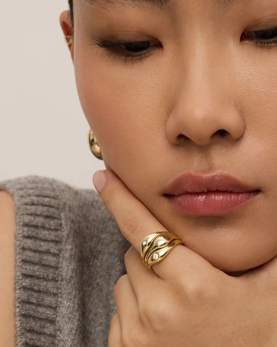 Wavy Triple Ring Stack Set